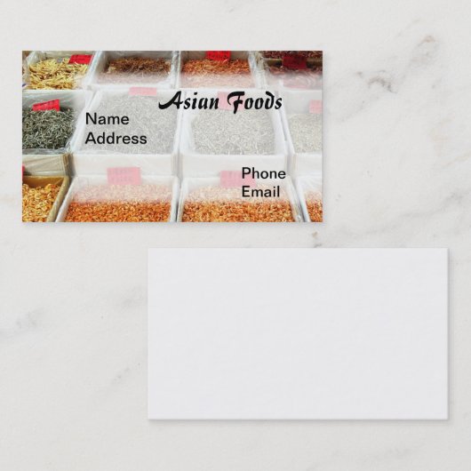 乾燥されたエビおよび魚のためのアジア食糧市場 名刺 (正面/裏面)