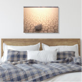 乾燥したひび割れた砂漠の風景の中の岩 キャンバスプリント (インサイチュ (寝室))