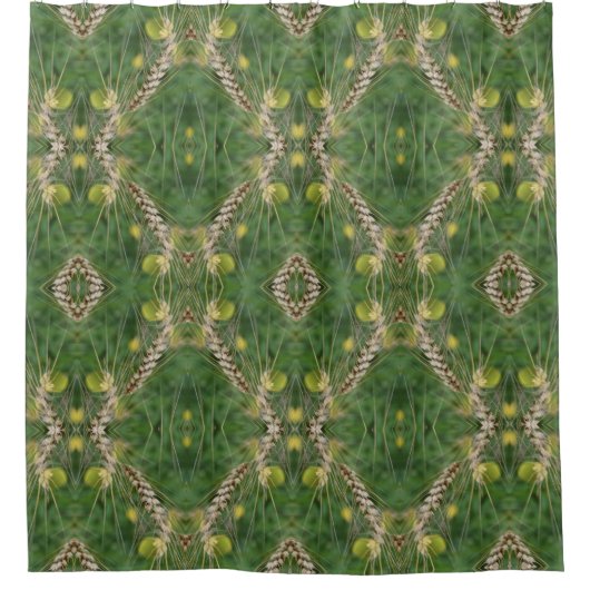 乾燥したサマーグラス抽象芸術模様 シャワーカーテン (正面)