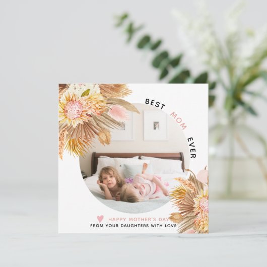 乾燥したススキと花マザーの日の写真 シーズンカード (スタンド正面)