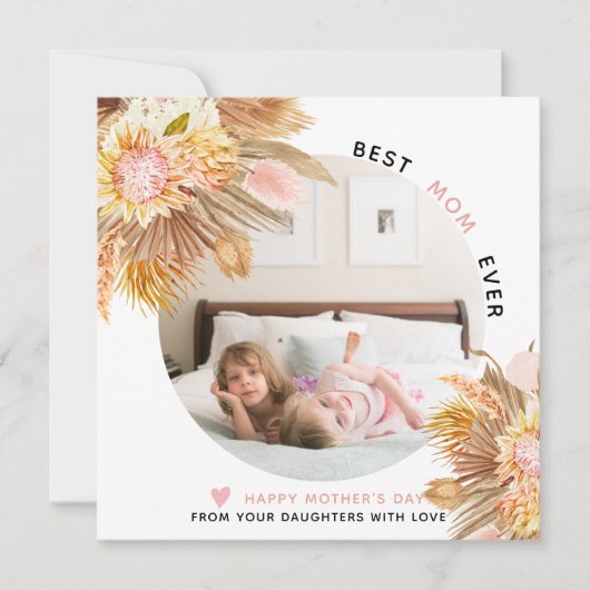 乾燥したススキと花マザーの日の写真 シーズンカード (正面)