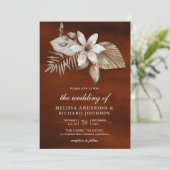 乾燥したパームフローラすべて一つの燃えたオレンジ結婚色 招待状 (スタンド正面)