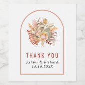 乾燥したパーム、パンパスグラスありがとう結婚さん ワインラベル (シングルラベル)