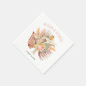 乾燥したヤシとススキ結婚ピンク スタンダードカクテルナプキン (角)