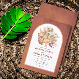 乾燥したヤシとススキ結婚ラコッタ 招待状