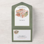 乾燥したヤシとススキ結婚ングリーンすべて オールインワン招待状 (外側)