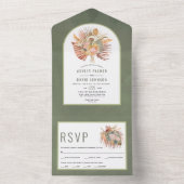 乾燥したヤシとススキ結婚ングリーンすべて オールインワン招待状 (内側)