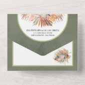 乾燥したヤシとススキ結婚ングリーンすべて オールインワン招待状 (裏面)