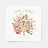 乾燥したヤシとススキ結婚ングリーン スタンダードカクテルナプキン (正面)