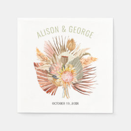 乾燥したヤシとススキ結婚ングリーン スタンダードカクテルナプキン