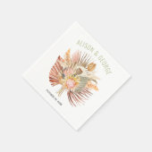 乾燥したヤシとススキ結婚ングリーン スタンダードカクテルナプキン (角)