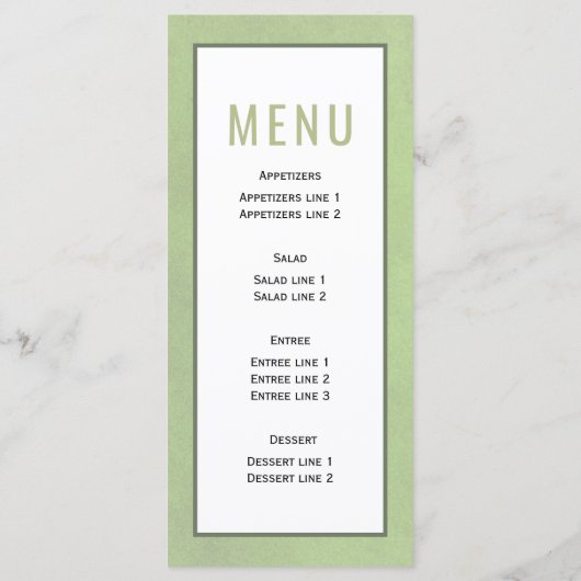 乾燥したヤシのスゲの緑結婚のメニュー メニュー (裏面)