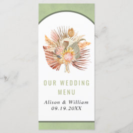 乾燥したヤシのスゲの緑結婚のメニュー メニュー