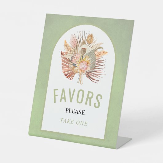 乾燥したヤシのススキセージ緑の結婚式の引き出物 台座サイン (正面)