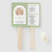 乾燥したヤシのススキセージ緑の結婚式プログラム ハンドファン (正面&裏面)