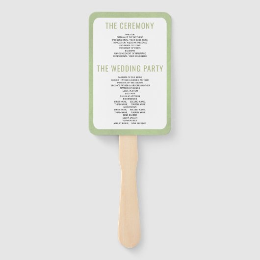 乾燥したヤシのススキセージ緑の結婚式プログラム ハンドファン (裏面)