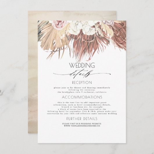 乾燥したヤシの熱帯結婚の葉の情報 エンクロージャーカード (正面/裏面)