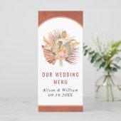 乾燥したヤシの花の草のテラコッタ結婚のメニュー メニュー (スタンド正面)