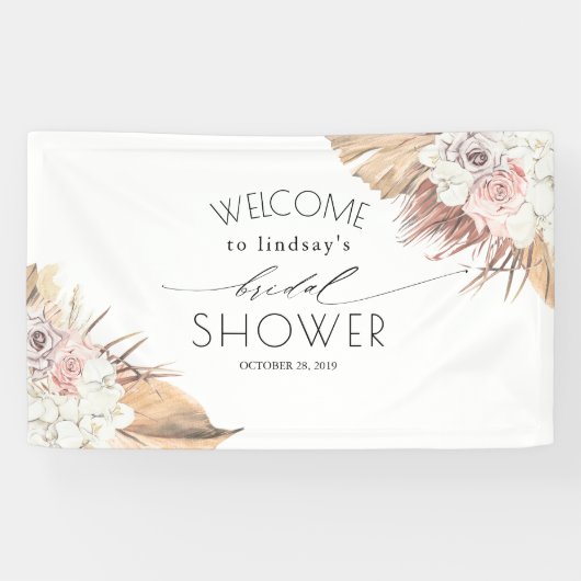 乾燥したヤシの葉の熱帯ブライダル/ベビーシャワー 横断幕 (横)