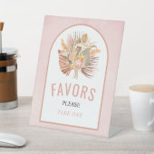 乾燥したヤシの葉ソフトピンクの結婚式の引き出物 台座サイン (インサイチュ)