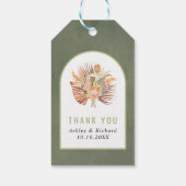 乾燥したヤシ、ススキセージ緑感謝してい結婚の ギフトタグ (裏面)