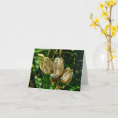 乾燥したユリの種子ポッドのノートカード カード (黄色い花)