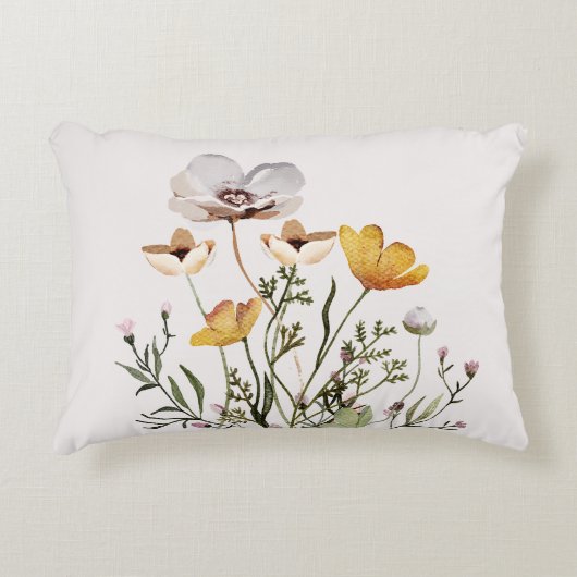 乾燥したワイルドフラワーの花束 アクセントクッション (正面)