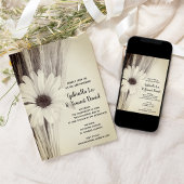 乾燥した小麦とデイジーのカントリー ファーム ウェディング 招待状