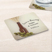 乾燥した小麦とホップ結婚醸造所 スクエアペーパーコースター (アングル)