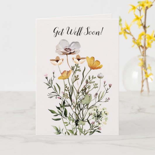 乾燥した山花の花束がパーソナライズされたよく育つ カード (黄色い花)