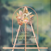 乾燥した手のひら、ススキのテラコッタピンク結婚ズ アクリルサイン (ニュートラル)