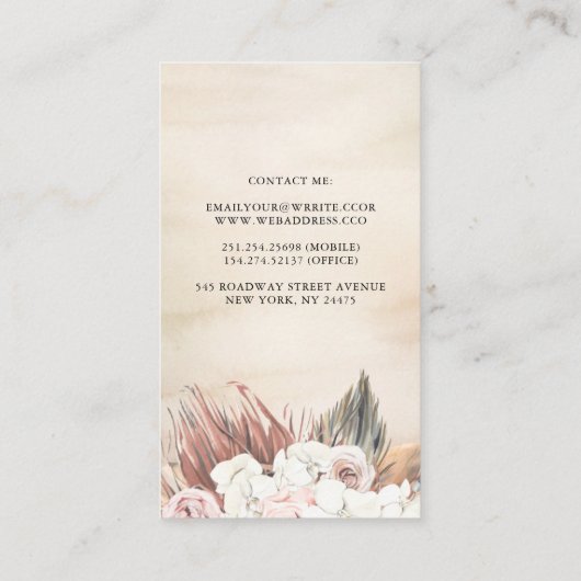 乾燥した熱帯の葉ヤシの葉エレガント 名刺 (裏面)