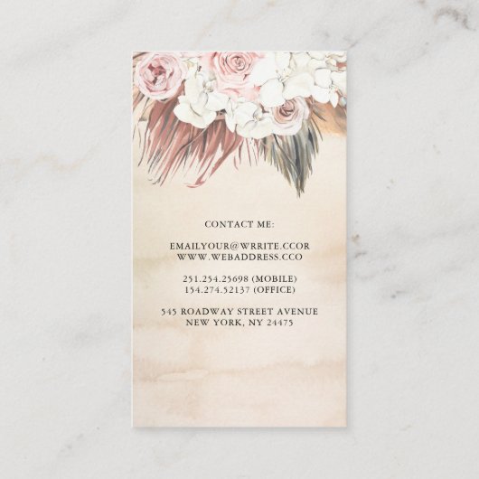 乾燥した熱帯の葉ヤシの葉エレガント 名刺 (裏面)