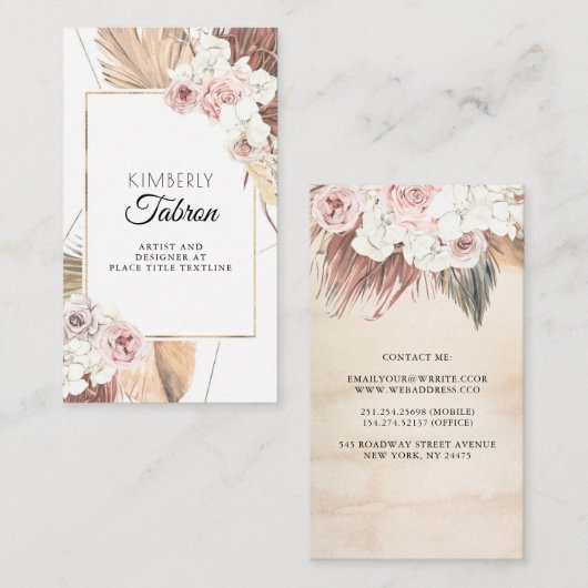 乾燥した熱帯の葉ヤシの葉エレガント 名刺 (正面/裏面)