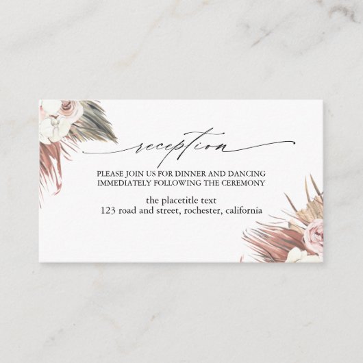 乾燥した熱帯性の葉の披露宴 エンクロージャーカード (正面)