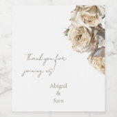 乾燥した白いバラの名パーソナライズされた前の好意 ワインラベル (シングルラベル)