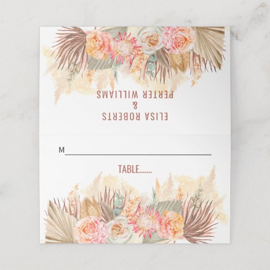 乾燥した花とススキのステンドラコッタ プレイスカード (外部開封)