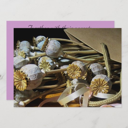 乾燥した花のケシの莢 招待状 (正面/裏面)