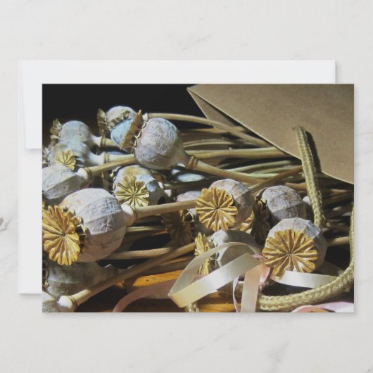 乾燥した花のケシの莢 招待状 (正面)