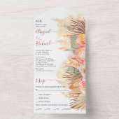 乾燥した花、ススキ及びヤシ結婚の葉 オールインワン招待状 (内側)