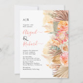 乾燥した花、ススキ、ヤシ結婚の珊瑚 招待状 (正面)