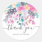 乾燥した野生のフローラの水色をスクリプトありがとう ラウンドシール (正面)