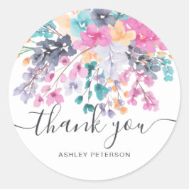 乾燥した野生のフローラの水色をスクリプトありがとう ラウンドシール