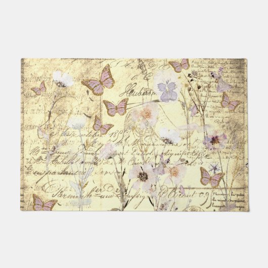 乾燥した野草蝶 ドアマット (正面)