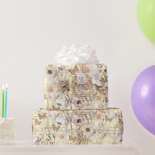 乾燥した野草蝶 ラッピングペーパー (パーティーギフト)