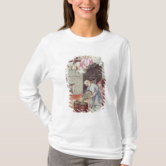 乾燥の茶を描写するつぼからの詳細 Tシャツ (正面)