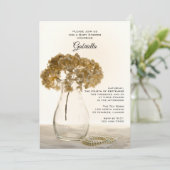 乾燥アジサイと真珠の赤ちゃんシャワー 招待状 (スタンド正面)