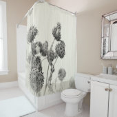 乾燥アーティチョークプラントソフトモノクロクリーム シャワーカーテン (インサイチュ)