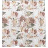 乾燥エレガントしたヤシ離れの花と熱帯花 シャワーカーテン (正面)