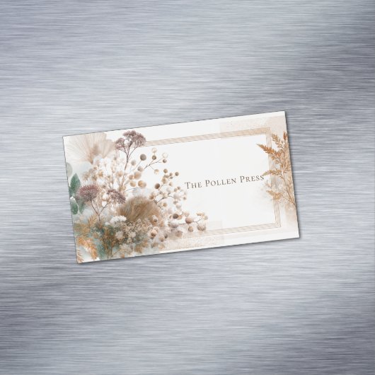 乾燥エレガントフローラボヘミア金ゴールドグリッター マグネット名刺 (インサイチュ)